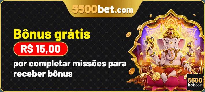 5500bet exibe um bônus de boas-vindas para novos jogadores.