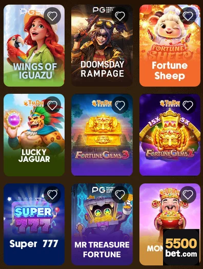 5500bet apresenta interface de jogos ao vivo em smartphone.